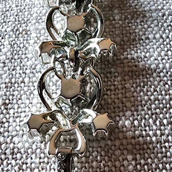 Vintage 1950s Coro Silver-tone Bracelet w Blue Aurora Borealis Rhinestones - Picture 7 of 8